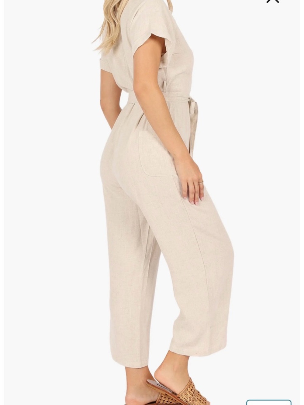 Petal & Pup Beige Cropped Linen Jumpsuit